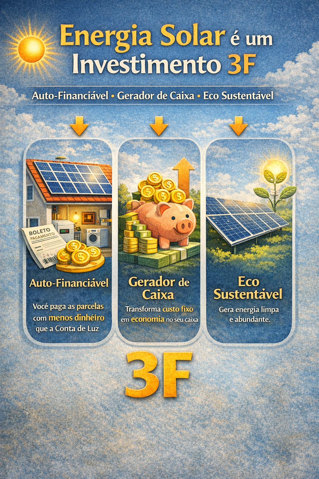 Energia Solar é um investimento 3F: simples, lógico e sustentável